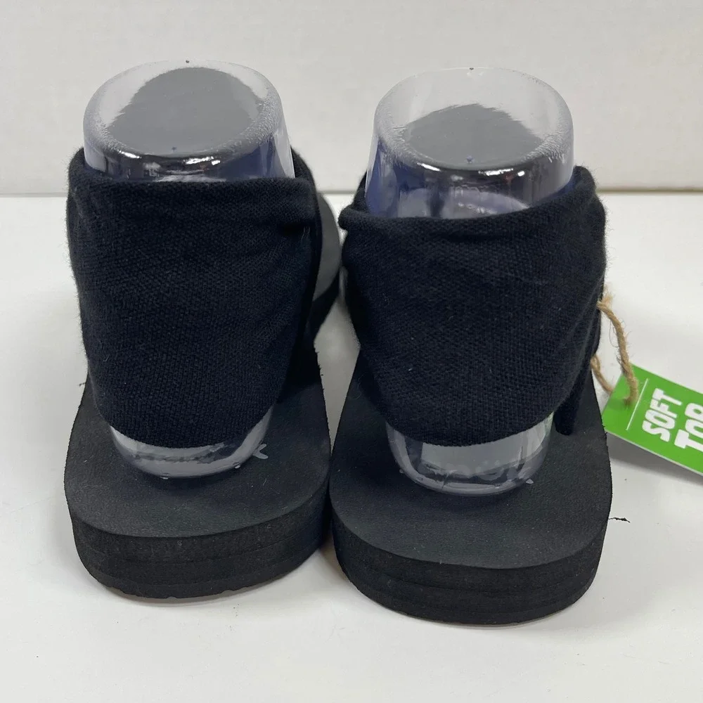 Sanuk Sling ST Women 8 Black Soft Top Foam Yoga Sling Sandals 1124153 BLK NEW